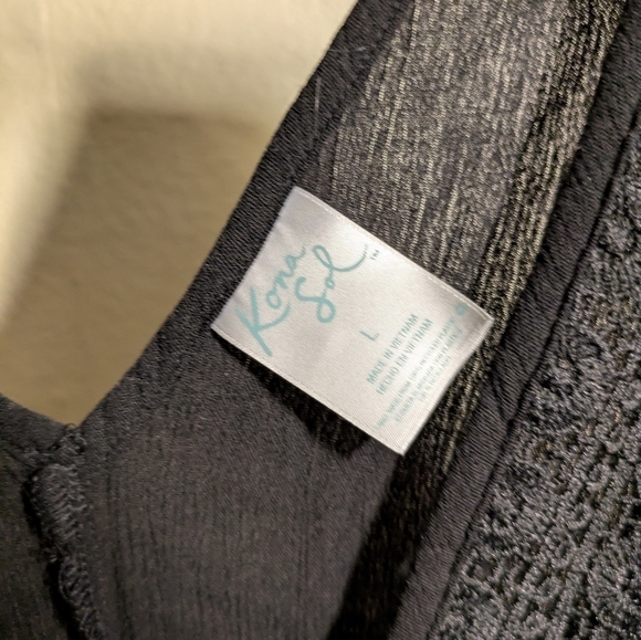 Kona Sol Elegant Black Swim Cover-Up Size Large Pre-owned - Picture 5 of 7